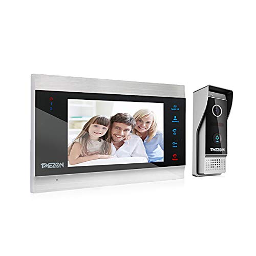 TMEZON Visiophone 1080P, Vidéo Interphone Portier 4 Fils,7 Pouces LCD Moniteur avec Sonnette de Caméra Filaire Vision Nocturne,IP65,Audio bidirectionnelle,Enregistrement Photo et Vidéo